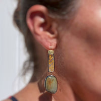 Dendritic and Chatoyant Grey Quartz Earrings